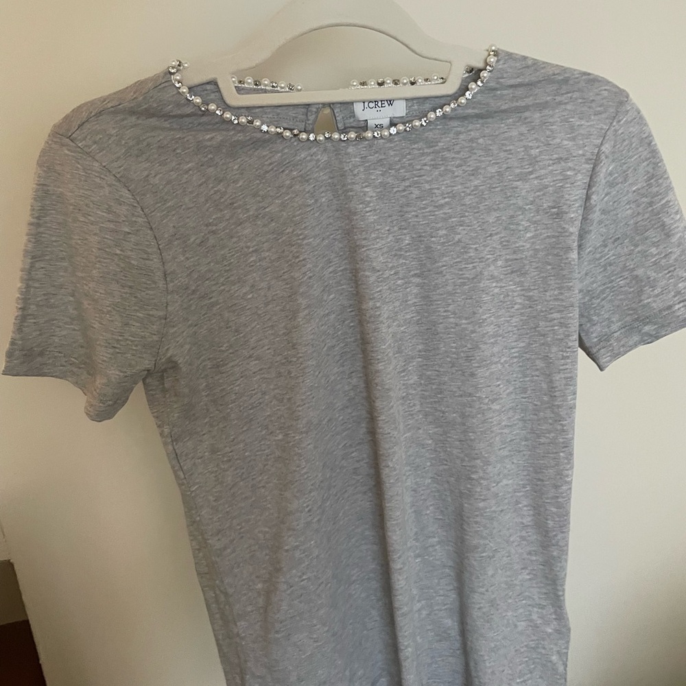 J. Crew Gray Embellished Women's Top